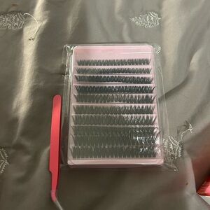 False Eyelash cluster Extensions with Pink tweezers NEW
